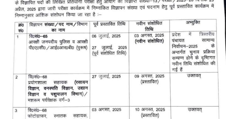 देहरादून :(बड़ी खबर) ये तीन भर्ती परीक्षाओं की तारीख बदली