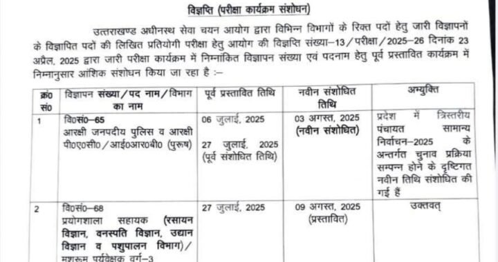 उत्तराखंड: उत्तराखण्ड पुलिस भर्ती परीक्षा की आई UPDATE