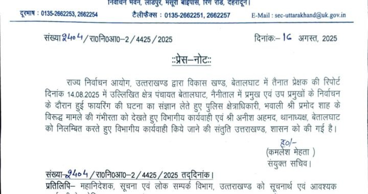 देहरादून :(बड़ी खबर) फायरिंग की घटना में इन अधिकारियों के खिलाफ कार्रवाई की संस्तुति