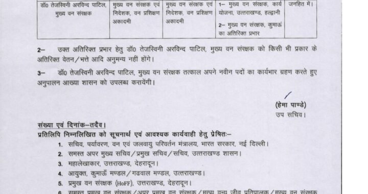 देहरादून:(बड़ी खबर)IFS अधिकारियों के बंपर  तबादले