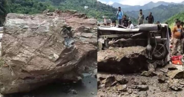 उत्तराखंड: यहां पत्थर ने कुचल दी कार, एक की मौत तीन घायल