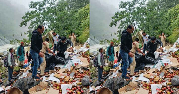 उत्तराखंड: यहां पत्थर गिरने से सेब से लदा पिकअप खाई में गिरा