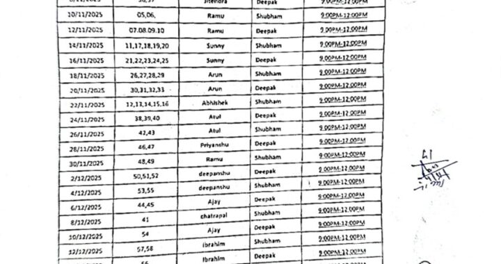 हल्द्वानी : 60 वार्डो की स्ट्रीट लाइटो के निरीक्षण का रोस्टर जारी