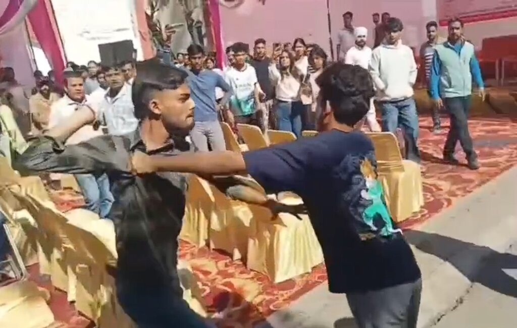 Students exchanged blows