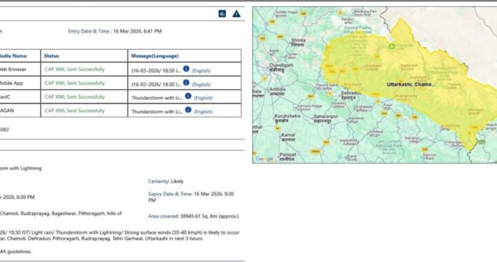देहरादून :(बड़ी खबर) इन जिलों में बारिश और तूफान का अंदेशा