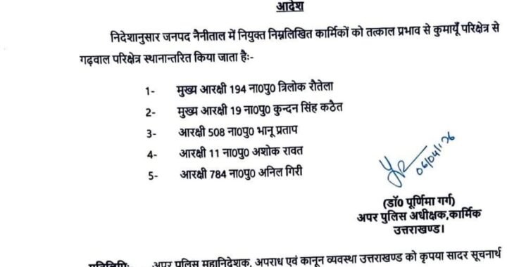 देहरादून- नैनीताल जिले की SOG में बड़ा फेरबदल