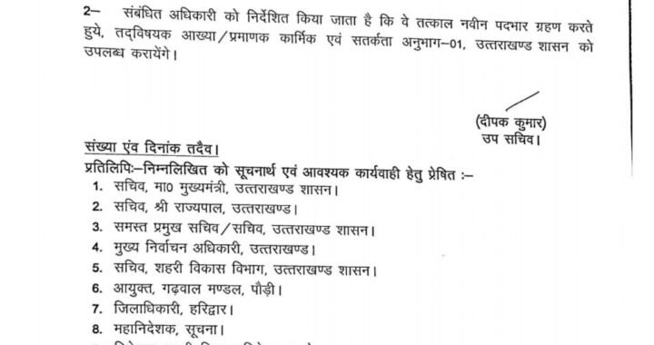 देहरादून :(बड़ी खबर) PCS अधिकारियों के तबादले