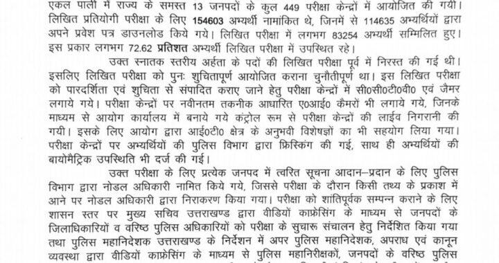 देहरादून :(बड़ी खबर) UKSSSC ने भर्ती परीक्षा का जारी किया UPDATE