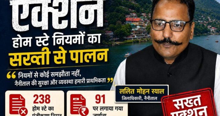 नैनीताल : DM रयाल का एक्शन 238 होम स्टे का पंजीकरण निरस्त, 91 पर लगा जुर्माना