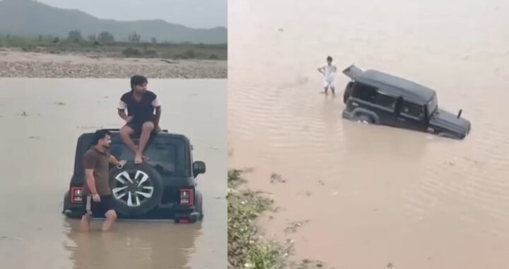 उत्तराखंड: रील बनाने के चक्कर में गंगा में उतारी थार, बढ़ते जलस्तर से बीच नदी में फंसी